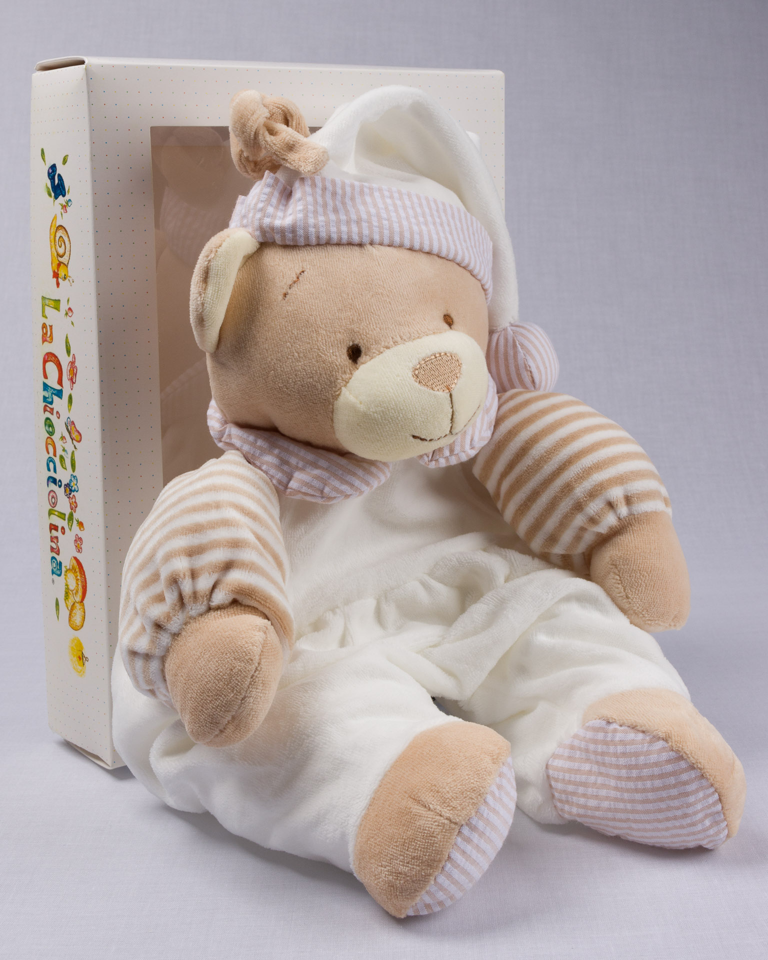 DOUDOU BEBE POPELINE SOURIS - EPONGE ECRU